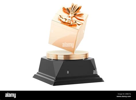 T Award Trophy Pedestal 3d Rendering Isolated On White Background