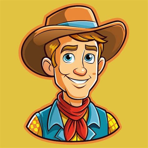 Premium Vector A Cartoon Of A Cowboy With A Cowboy Hat And Scarf