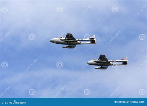 Vintage Aircraft De Havilland Vampire Jet Fighters Editorial Photo