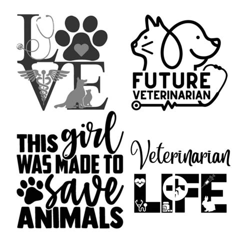 4 Different Veterinarian Svg Files Etsy