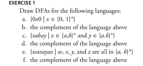 Solved EXERCISE 1 Draw DFAs For The Following Languages A Chegg