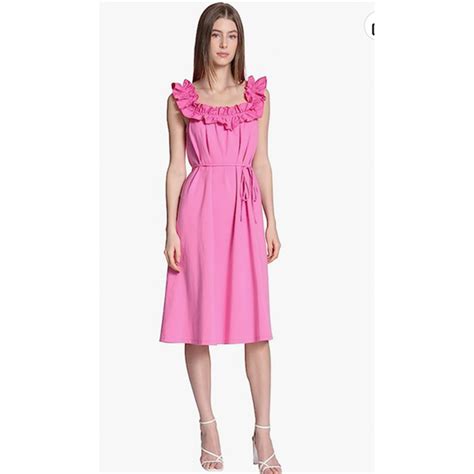 Donna Morgan Pink Ruffle Off Shoulder Dress Size Us Ebay