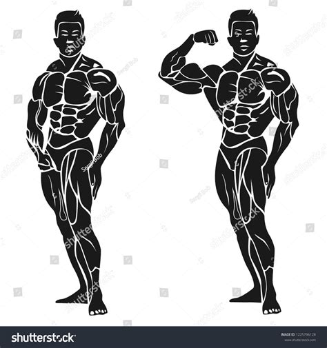 Bodybuilder Showing His Biceps Fitness Concept Stockillustration