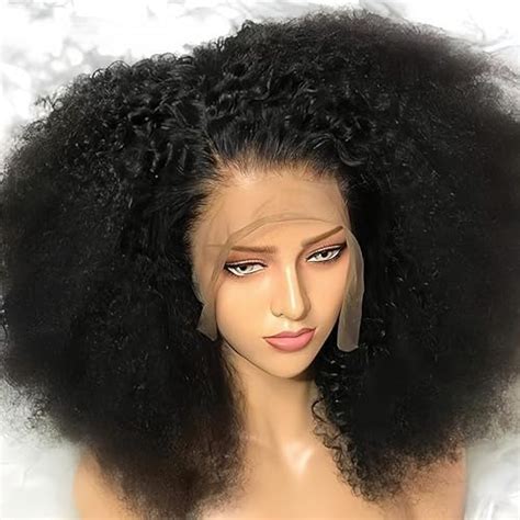 Nicy 13x413x6 Afro Kinky Curly Lace Front Wig Natural Black Remy Human Hair Pre