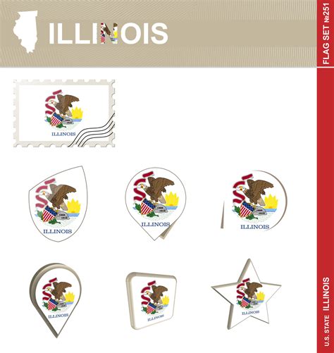 Illinois Flag Set, Flag Set 8804358 Vector Art at Vecteezy