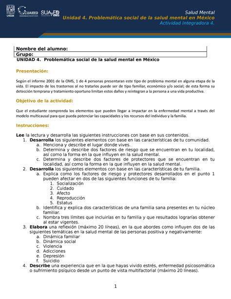 Aintegradora U Actividad Integradora Unidad Problem Tica