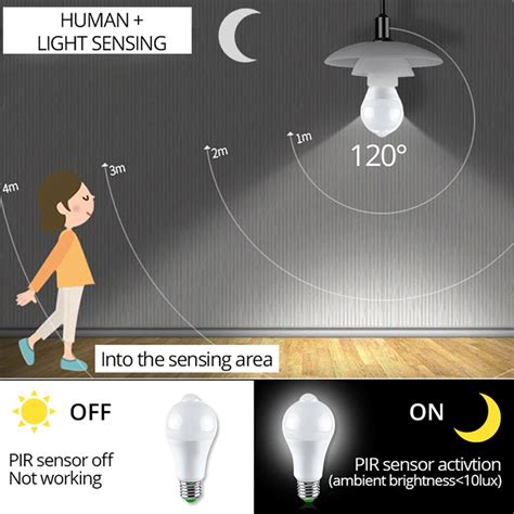 Led Pir Sensor Bulb E W W Ac V V Dusk To Dawn Light Bulb