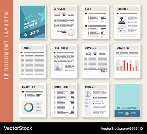 Document report layout templates set Royalty Free Vector