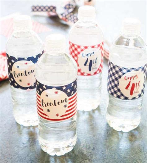 Patriotic Water Bottle Labels Free Usa Printable Party Supplies