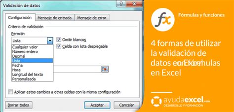 4 ejemplos de utilización de validación de datos con fórmulas Ayuda Excel