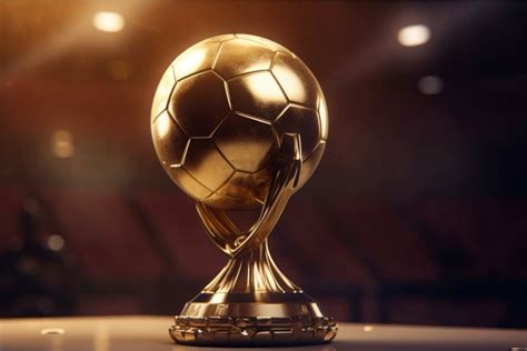 Gold ball soccer award trophy. Generate Ai