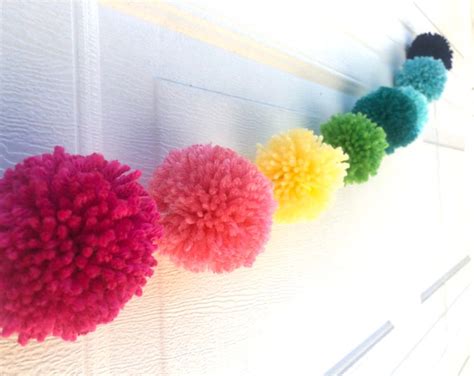 Rainbow Pom Pom Garland - Etsy