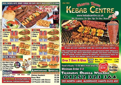 Menu At Kebab Centre Fast Food Aldershot