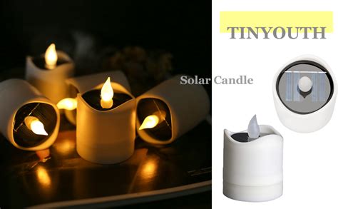 Tinyouth Pcs Solar Candle Lights Outdoor Warm White Light Solar