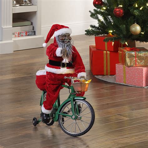 Mr Christmas Animated Cycling Santa Decoration Black Walmart