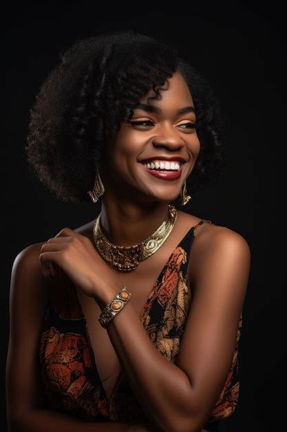 Sonrisa De Retrato Y Espalda Con Una Modelo De Mujer Negra En El