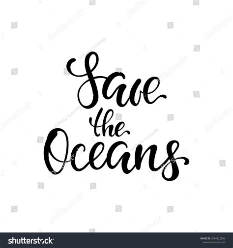 Save Oceans Vector Lettering Keep Sea Stock Vector Royalty Free