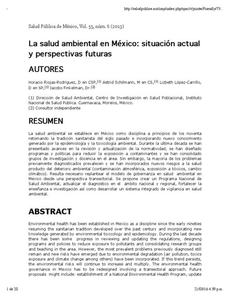 Salud Ambiental En México Pdf Salud Ambiental La Contaminación Del Aire