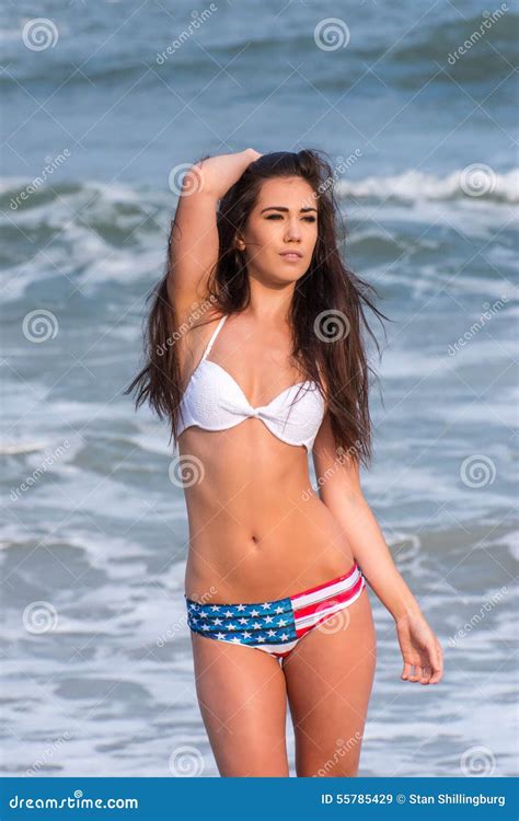 Model In Patriotic Bikini Stock Image Image Of Swimsuit