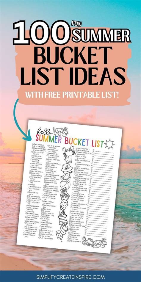 fun summer bucket list ideas  printable   summer