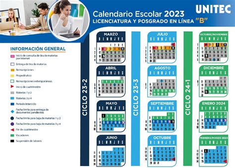 Calendario Escolar 2023 Licenciatura y Posgrado en Línea B