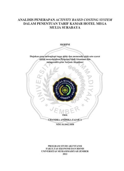 ANALISIS PENERAPAN ACTIVITY BASED COSTING SYSTEM DALAM PENENTUAN TARIF