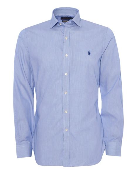 Polo Ralph Lauren Mens Blue Slim Fit Fine Stripe Shirt