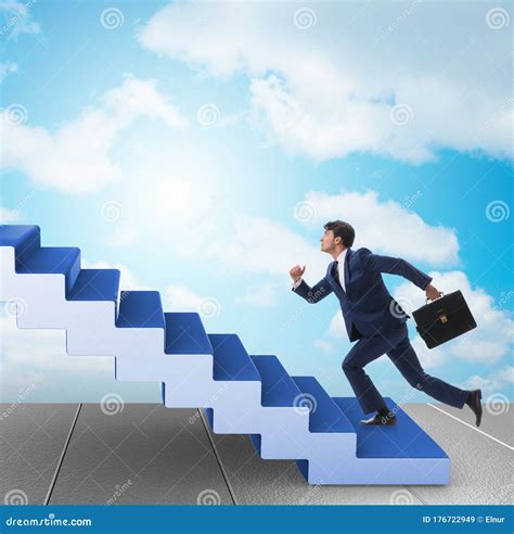 Businessman Climbing Career Ladder In Business Concept Stock Image