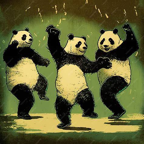 Premium Photo Three Pandas Are Dancing A