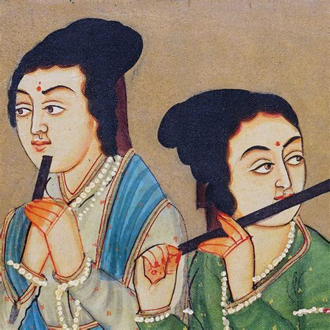 Canvas Painting Of Women Playing Flutes