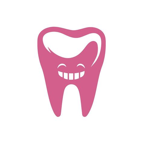 Cheerful Pink Tooth Mascot On White Background Vector Illustration For Dental Care Logo