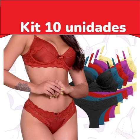 kit conjuntos de lingerie luxo calcinha e sutiã sutien reforçado