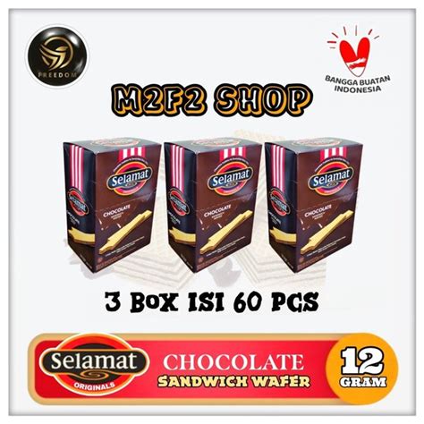 Jual Selamat Sandwich Wafer Original Chocolate Krim Cokelat Gr