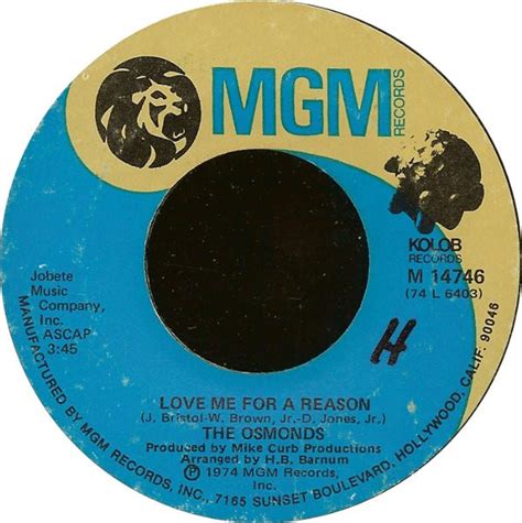 The Osmonds - Love Me For A Reason (Vinyl, 7", Single, 45 RPM) | Discogs