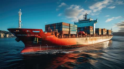 Premium AI Image | Cargo ship in the ocean with containers