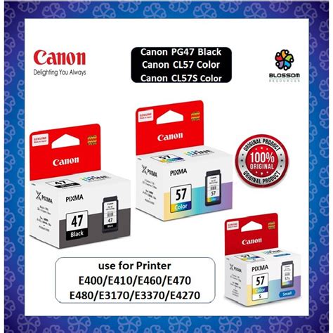 Canon PG47 Black CL57 Color CL57S Color Original Ink Cartridge