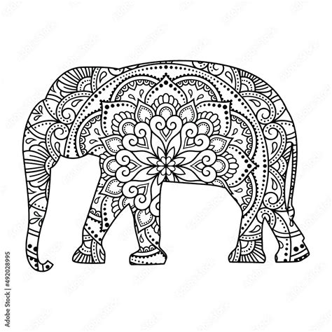 Elephant Mandala Coloring Page For Kids Stock Vector Adobe Stock