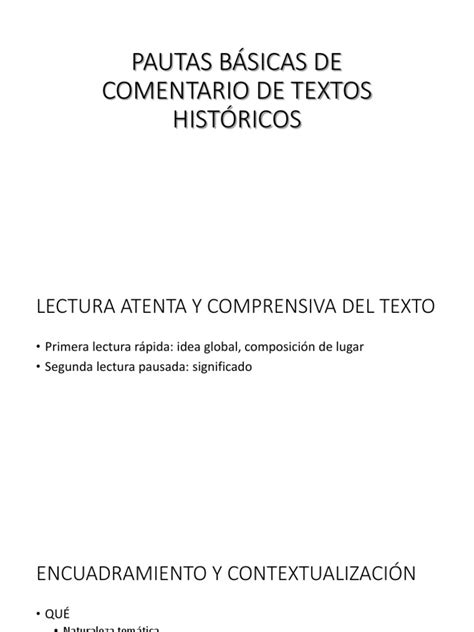 Pautas Básicas De Comentario De Textos Históricos Pdf