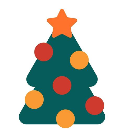 Decorated Christmas tree geometric minimalist icon. Simple spruce ...