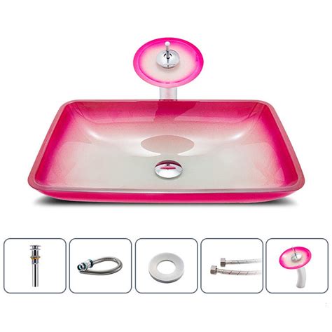 Rectangle Sink and Faucet Set Gradient Basin Bathroom Countertop ...