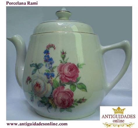 Porcelana Rami Bule Antigo Com Decoração De Rosas Porcelana