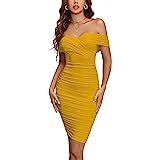 Alvaq Women Summer Sexy Off The Shoulder Split Midi Dress Club Medium