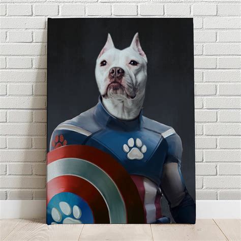 Custom Dog Portrait Marvel Capitán América Perro Gato Pet Etsy