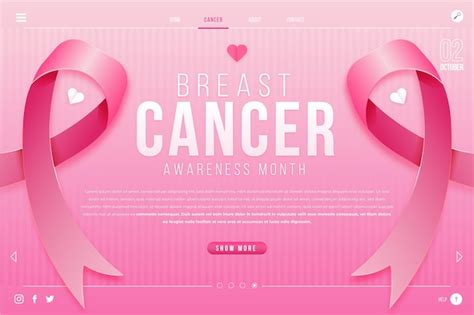 Free Vector Gradient Breast Cancer Awareness Month Landing Page Template