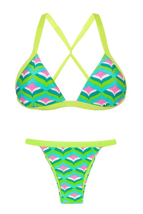 Bikini Bikini Top Triangolo Fisso Con Bordi Verdi Mermaid Tri