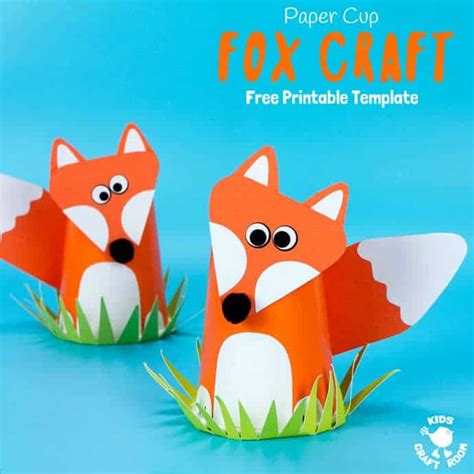 Free Printable Paper Cup Fox Craft Template - Kids Craft Room