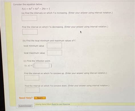 Solved Consider The Equation Below Fx4x36x2−24x1 A