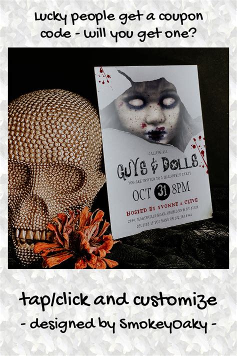 Creepy Zombie Doll Adult Halloween Party Invitation Zazzle Adult Halloween Party Invitations