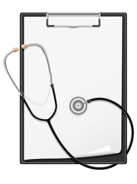 Clipboard Blank Sheet Of Paper And Stethoscope Vector Illustration