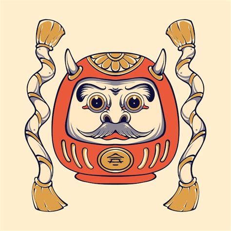 Arte Vectorial De La M Scara Daruma Japonesa Vector Premium